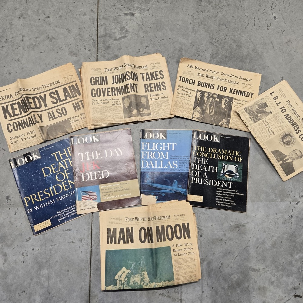 Original Man On Moon Fort Worth Star Telegram Newspaper JFK Ephemera